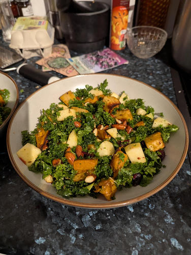 Roast Beetroot and Parsnip kale Winter Salad with Apple and Cranberries thumbnail